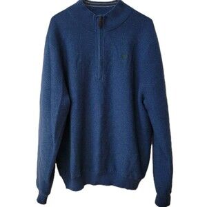 Donald Ross 100% Lambswool Half Zip Sweater Men’s M Blue Lined Pullover Golf